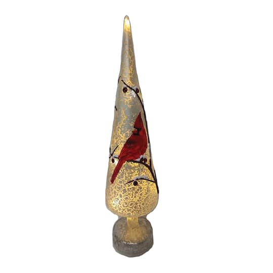 Santa's Workshop 16" Glass LED Cardinal Tree By Santasworkshop in Red | 4" x 4" x 16.5" | Michaels®